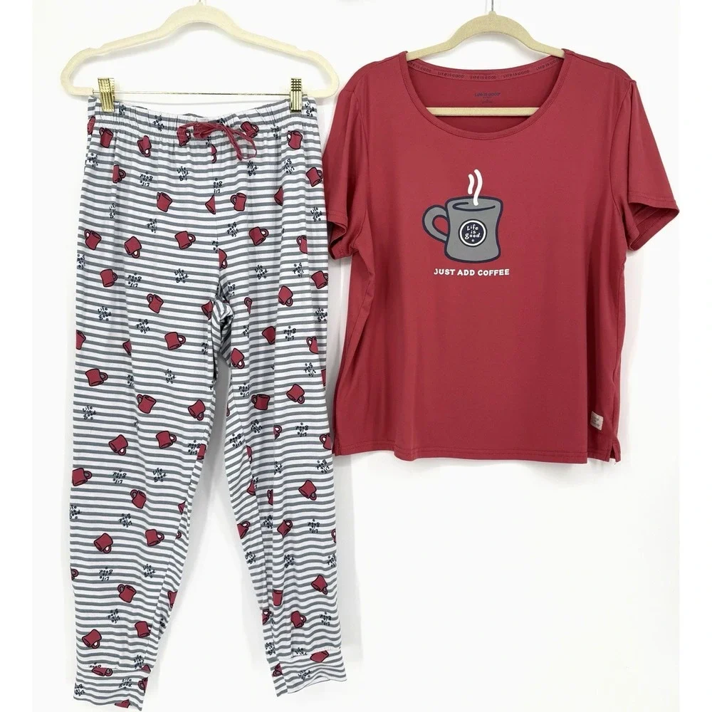 Life Is Good 2 Piece Pajama Set Tee Shirt & Pants 